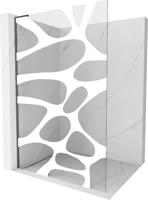 MEXEN/S Kioto L Sprchová zástěna WALK-IN 80 x 200 cm, bílý vzor, grafit kartáčovaná 800-080-103-66-97