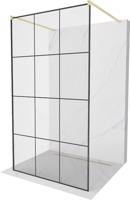 MEXEN/S Kioto samostatně stojící sprchová zástěna 120 x 200, černý vzor 8 mm, zlatá kartáčovaná 800-120-002-55-77