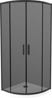 MEXEN/S Rio sprchový kout čtvrtkruh 80x80, grafit, černá + bílá vanička se sifonem 863-080-080-70-40-4110B