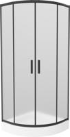 MEXEN/S Rio sprchový kout čtvrtkruh 90 x 90, dekor, černý + vanička Rio včetně výpustě 863-090-090-70-30-4710