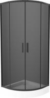 MEXEN/S Rio sprchový kout čtvrtkruh 90 x 90, grafit, černý + vanička Rio včetně výpustě 863-090-090-70-40-4710