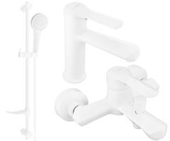 MEXEN/S Saber DF05 Set umyvadlové a vanové baterie s příslušenstvím, bílá 72103DF05-20