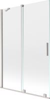 MEXEN/S Velar dvoukřídlá posuvná vanová zástěna 120 x 150 cm, transparent, nikl kartáčovaný 896-120-000-01-97