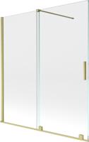 MEXEN/S Velar Dvoukřídlá posuvná vanová zástěna 150 x 150 cm, transparent, zlatá kartáčovaná 896-150-000-01-55