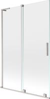 MEXEN/S Velar L dvoukřídlá posuvná vanová zástěna 120 x 150 cm, transparent, nikl kartáčovaný 896-120-003-01-97