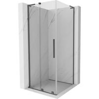 MEXEN/S Velar L sprchový kout, posuvné dveře 110 x 110 cm, transparent, grafit metal 871-110-110-03-95