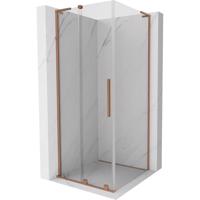 MEXEN/S Velar L sprchový kout, posuvné dveře 110 x 110 cm, transparent, měď kartáčovaná 871-110-110-03-65