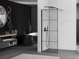 OLSEN SPA Walk-in sprchový kout ALBOX BLACK Barva rámu Černá, Rozměr A 110 cm, Rozměr C 200 cm, Směr zavírání Univerzální Levé / Pravé, Výplň Malované bezpečnostní sklo 8 mm OLBALBO110BC