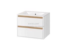 Pavel Hampl Koupelnový nábytek Tuto 80 cm bílá/dub se dvěma zásuvkami včetně umyvadla