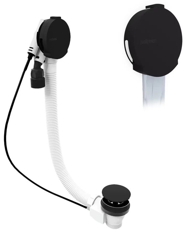 POLYSAN Vanová souprava s napouštěním, bovden, délka 600, zátka 72, černá mat 71851.21