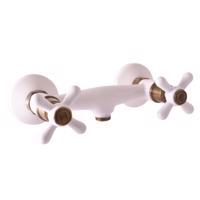 RAV Slezák MORAVA RETRO Sprchová baterie, Bílá/Stará mosaz (Bronz), 150 mm MK180.5BSM