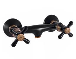 RAV Slezák MORAVA RETRO Sprchová baterie, Černá matná/Stará mosaz (Bronz), 150 mm MK180.5CMATSM