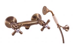 RAV Slezák MORAVA RETRO Sprchový set s baterií, Stará mosaz (Bronz), 150 mm MK180.5/2SM