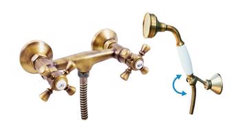 RAV Slezák MORAVA RETRO Sprchový set s baterií, Stará mosaz (Bronz), 150 mm MK380.5/2SM