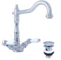 RAV Slezák MORAVA RETRO Umyvadlová baterie s výpustí, Chrom, 1/2" MK521.5/8