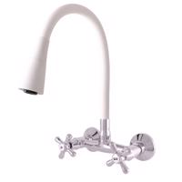 RAV Slezák MORAVA RETRO Umyvadlová/dřezová baterie s flexibilním ramínkem, Bílá/Chrom, 150 mm MK102.5/13CB