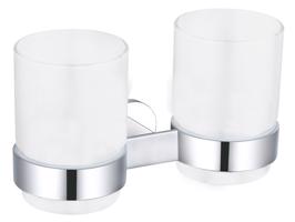 RAV Slezák YUKON Koupelnový doplněk Dvojitý držák kartáčků skleněný, Bílá/Chrom YUA0202CB YUA0202CB