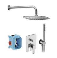RAVAK Flat Sprchový set s baterií pod omítku, s tělesem, 25x25 cm, chrom X07S070