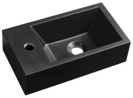 SAPHO AMAROK umývátko, litý mramor, 40x22cm, baterie vlevo, černá mat AR400B