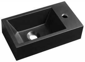 SAPHO AMAROK umývátko, litý mramor, 40x22cm, baterie vpravo, černá mat AR500B
