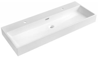 SAPHO AQUATIC umyvadlo, litý mramor, 120x46cm, 2 otvory pro baterii, bílá AT120-2