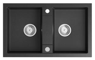 SAPHO Granitový dvojdřez, 78x48cm, černá GR2224