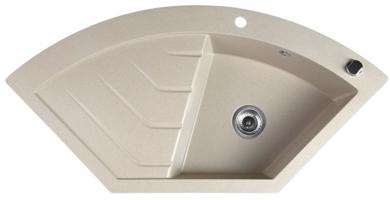 SAPHO Granitový vestavný dřez rohový s odkapem, 114x57,5cm, béžová GR1932