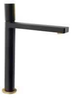SAPHO KAISA stojánková umyvadlová baterie vysoká, bez výpusti, 235, černá/zlato mat ZT095