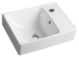 SAPHO NUALI keramické umývátko 40x30cm, baterie vpravo, bílá TU0128