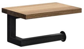 SAPHO SKA držák toaletního papíru s poličkou, černá mat/dub SKA421