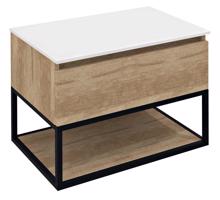 SAPHO SKARA umyvadlová skříňka 70x50x45cm, černá mat/dub alabama CG005-2222