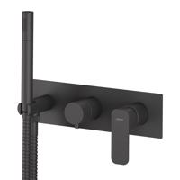 SAPHO SPY podomítková sprchová/vanová baterie s ruční sprchou, 3 výstupy, černá mat PY53/15