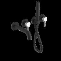 SAPHO ULTRAMIX podomítková vanová baterie s hubicí a ruční sprchou, 2 výstupy, černá mat/chrom UT093BC