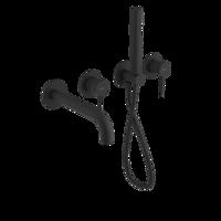 SAPHO ULTRAMIX podomítková vanová baterie s hubicí a ruční sprchou, 2 výstupy, černá mat UT093B