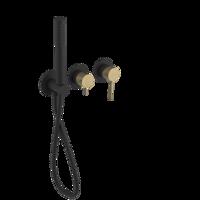 SAPHO ULTRASAN podomítková sprchová/vanová baterie s ruční sprchou, 2 výstupy, černá mat/zlato mat UT045VBG