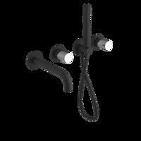 SAPHO ULTRATAP podomítková vanová baterie s hubicí a ruční sprchou, 2 výstupy, černá mat/chrom UT093TBC