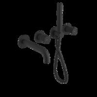 SAPHO ULTRATAP podomítková vanová baterie s hubicí a ruční sprchou, 2 výstupy, černá mat UT093TB