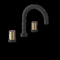 SAPHO ULTRATAP tříprvková stojánková umyvadlová baterie, černá mat/zlato mat UT017TBG