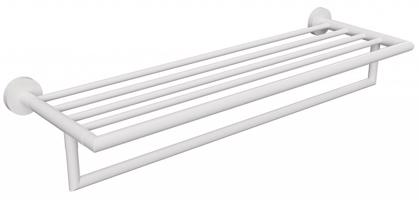 SAPHO X-ROUND WHITE polička na ručníky s hrazdou 500, bílá mat XR421W