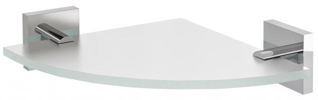 SAPHO X-SQUARE skleněná police rohová, čtvrtkruhová 200x200, chrom/mléčné sklo XQ009-01