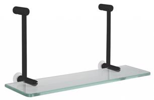 SAPHO Závěsná skleněná polička na sprchovou zástěnu 400x180x125, černá mat 1301-15B