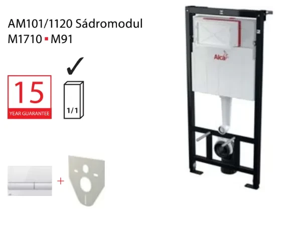 Set modul 3v1 Alcadrain AM101/1120 tlačítko bílé M370 vhazovač tablet P169 AM101-3:1 AM101-3:1