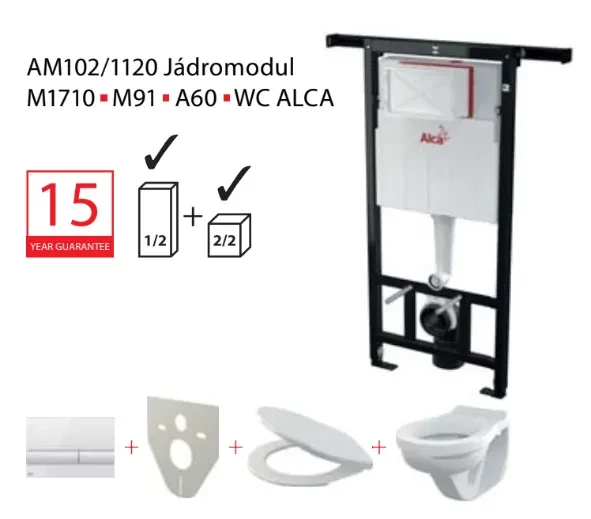 Set modul 5v1 Alcadrain AM102/1120,M370,M91/sedátko/mísa Jádromodul AM102-5:1_JIKA