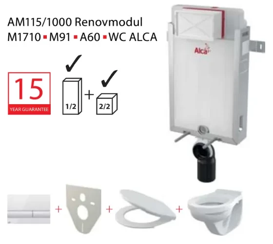 Set modul 5v1 Alcadrain AM115/1000,M370,M91/sedátko/mísa Alcadrainmodul AM115-5:1_JIKA